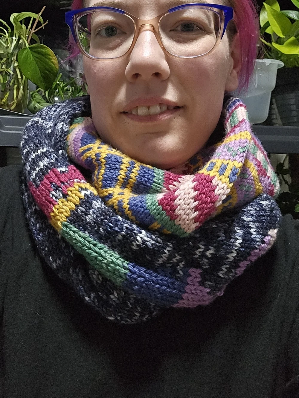 Curiosity Key Infinity Scarf Hand Knit One Of A Kind OOAK